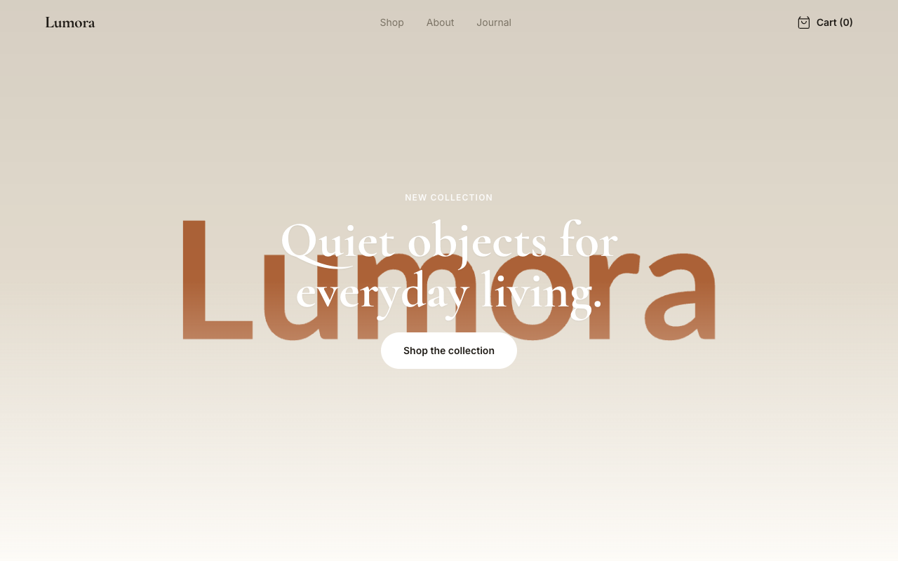 Lumora home goods e-commerce example